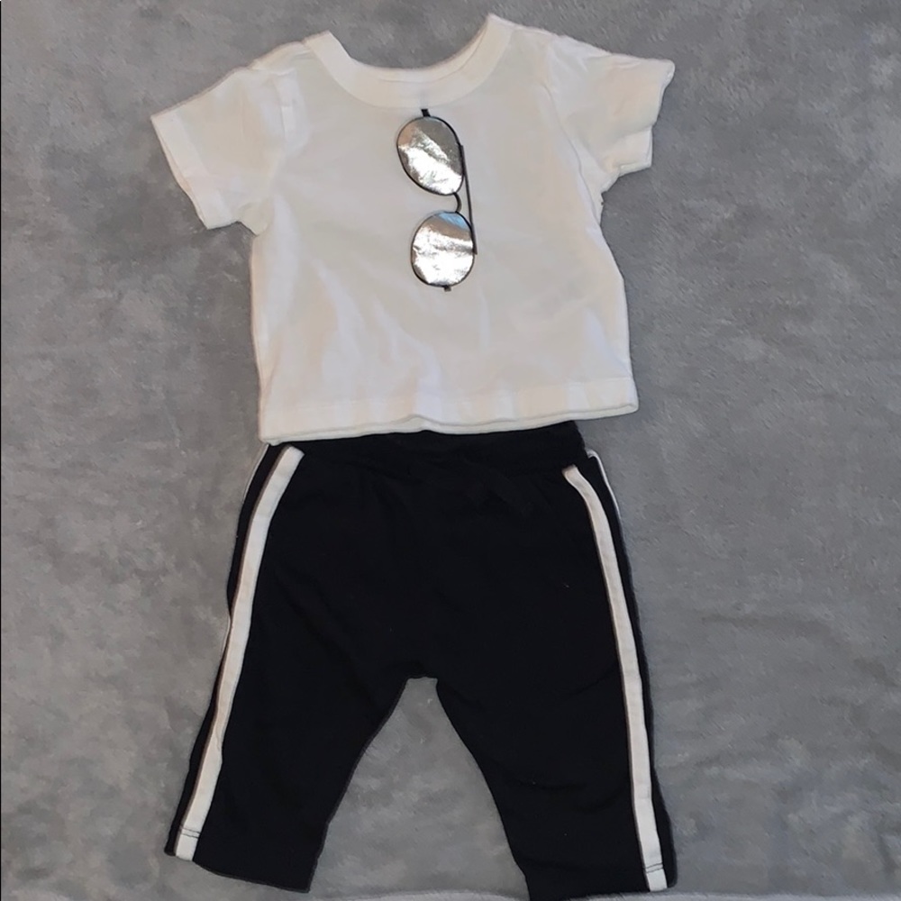Two piece with pants and short sleeve shirt